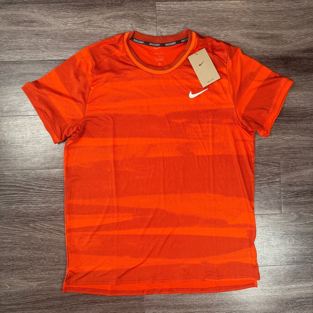 Nike Court Advantage Men's Large Tennis Shirt Orange Red FQ2090-891 NWT
